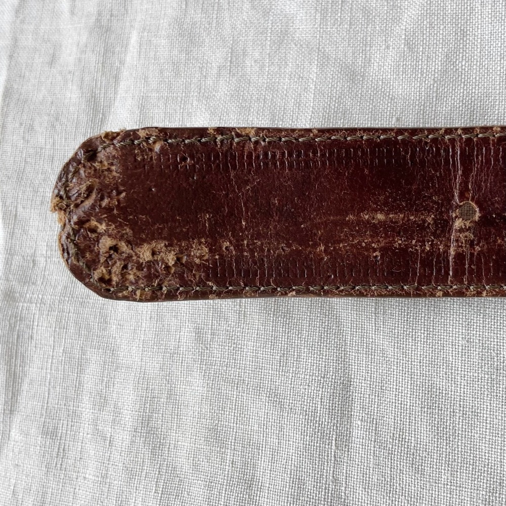 ‼️SOLD‼️Vintage Levi’s western brown woven leather belt engraved silver gemstone - Picture 7 of 7